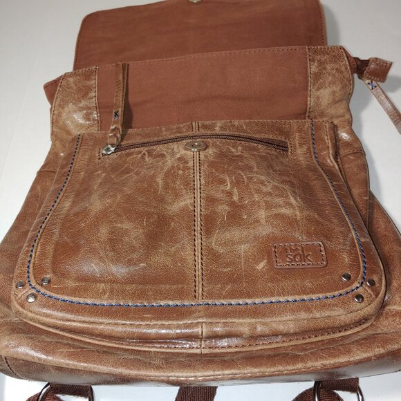 - The Sak Ventura Distressed Vintage Leather Convertible Backpack Bag Brow… - Picture 15 of 16